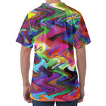 Watercolor Psychedelic Print Men's Velvet T-Shirt