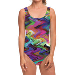 Watercolor Psychedelic Print One Piece Swimsuit