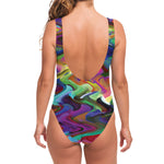 Watercolor Psychedelic Print One Piece Swimsuit