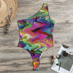 Watercolor Psychedelic Print One Shoulder Bodysuit