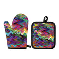 Watercolor Psychedelic Print Oven Mitt And Pot Holder Set