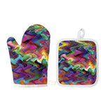 Watercolor Psychedelic Print Oven Mitt And Pot Holder Set