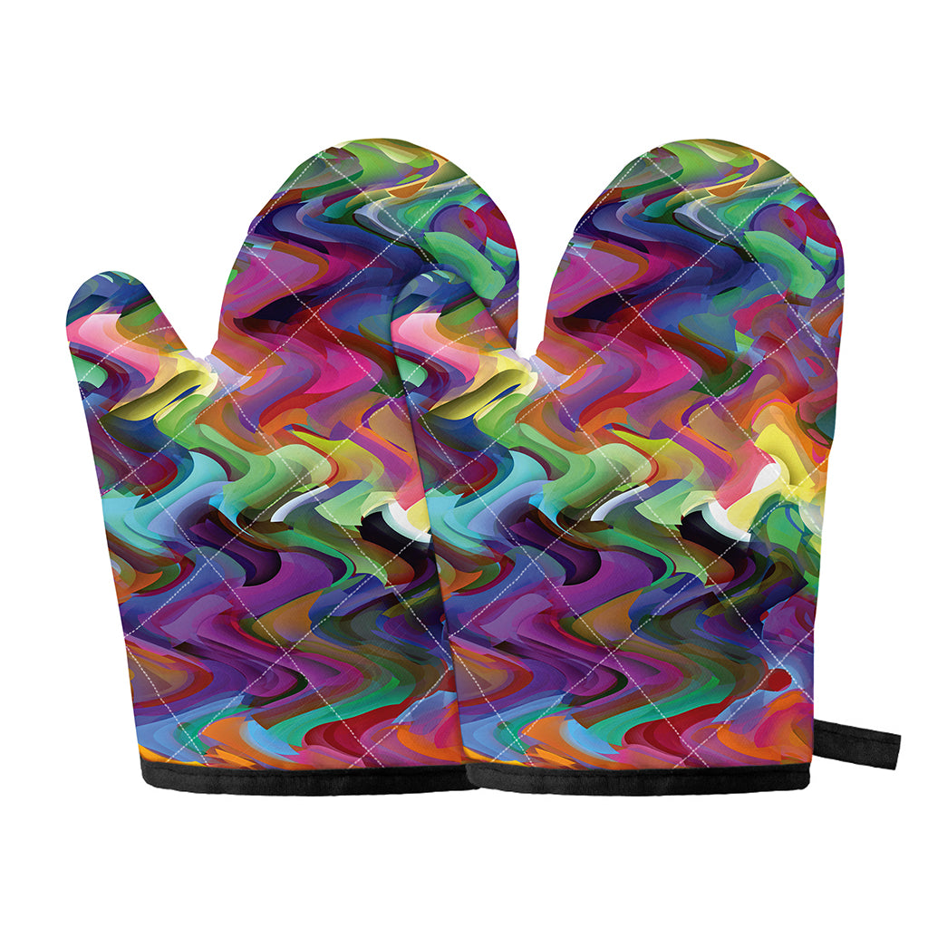 Watercolor Psychedelic Print Oven Mitts