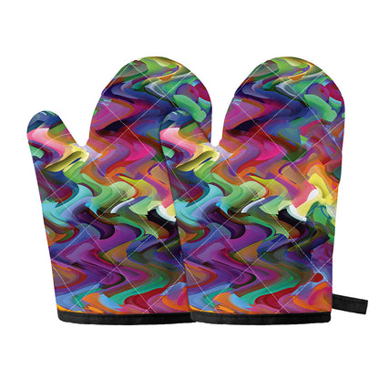 Watercolor Psychedelic Print Oven Mitts
