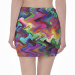 Watercolor Psychedelic Print Pencil Mini Skirt
