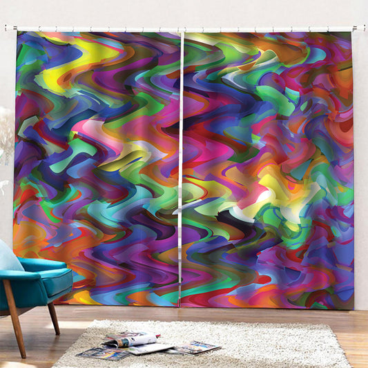 Watercolor Psychedelic Print Pencil Pleat Curtains