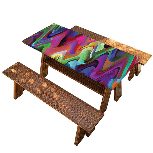 Watercolor Psychedelic Print Picnic Table Cover