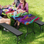 Watercolor Psychedelic Print Picnic Table Cover