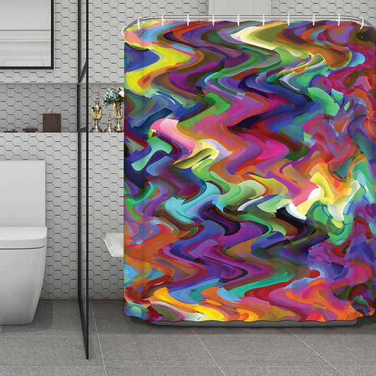 Watercolor Psychedelic Print Polyester Shower Curtain