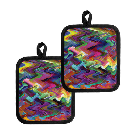 Watercolor Psychedelic Print Pot Holders