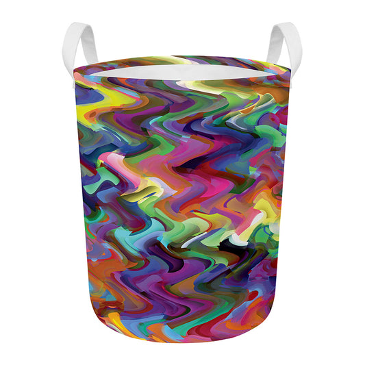 Watercolor Psychedelic Print Round Laundry Basket