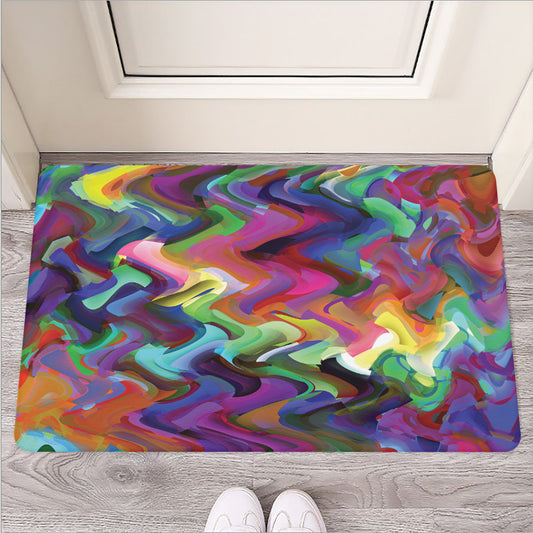 Watercolor Psychedelic Print Rubber Doormat