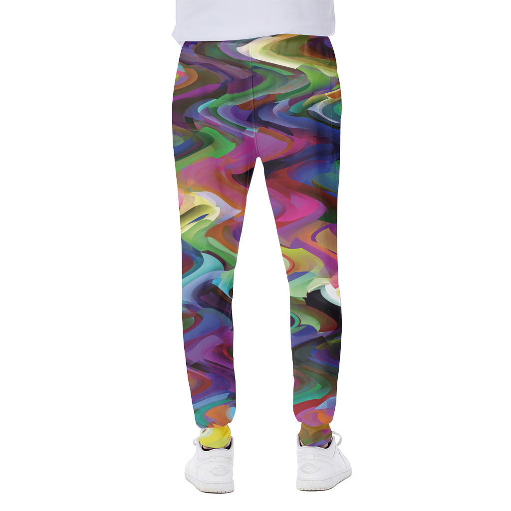 Watercolor Psychedelic Print Scuba Joggers