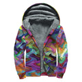 Watercolor Psychedelic Print Sherpa Lined Zip Up Hoodie