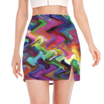 Watercolor Psychedelic Print Side Slit Mini Skirt