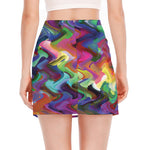 Watercolor Psychedelic Print Side Slit Mini Skirt