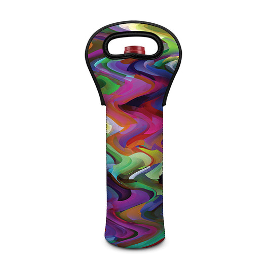 Watercolor Psychedelic Print Single Neoprene Wine Tote