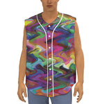 Watercolor Psychedelic Print Sleeveless Baseball Jersey