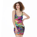 Watercolor Psychedelic Print Sleeveless Bodycon Dress