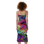 Watercolor Psychedelic Print Slim Fit Midi Cami Dress