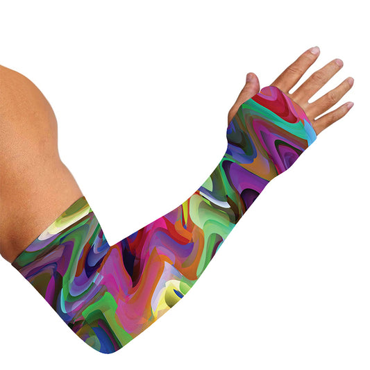 Watercolor Psychedelic Print Sun Protection Arm Sleeves