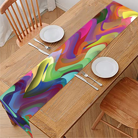 Watercolor Psychedelic Print Table Runner