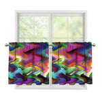 Watercolor Psychedelic Print Tier Curtains