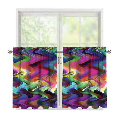 Watercolor Psychedelic Print Tier Curtains