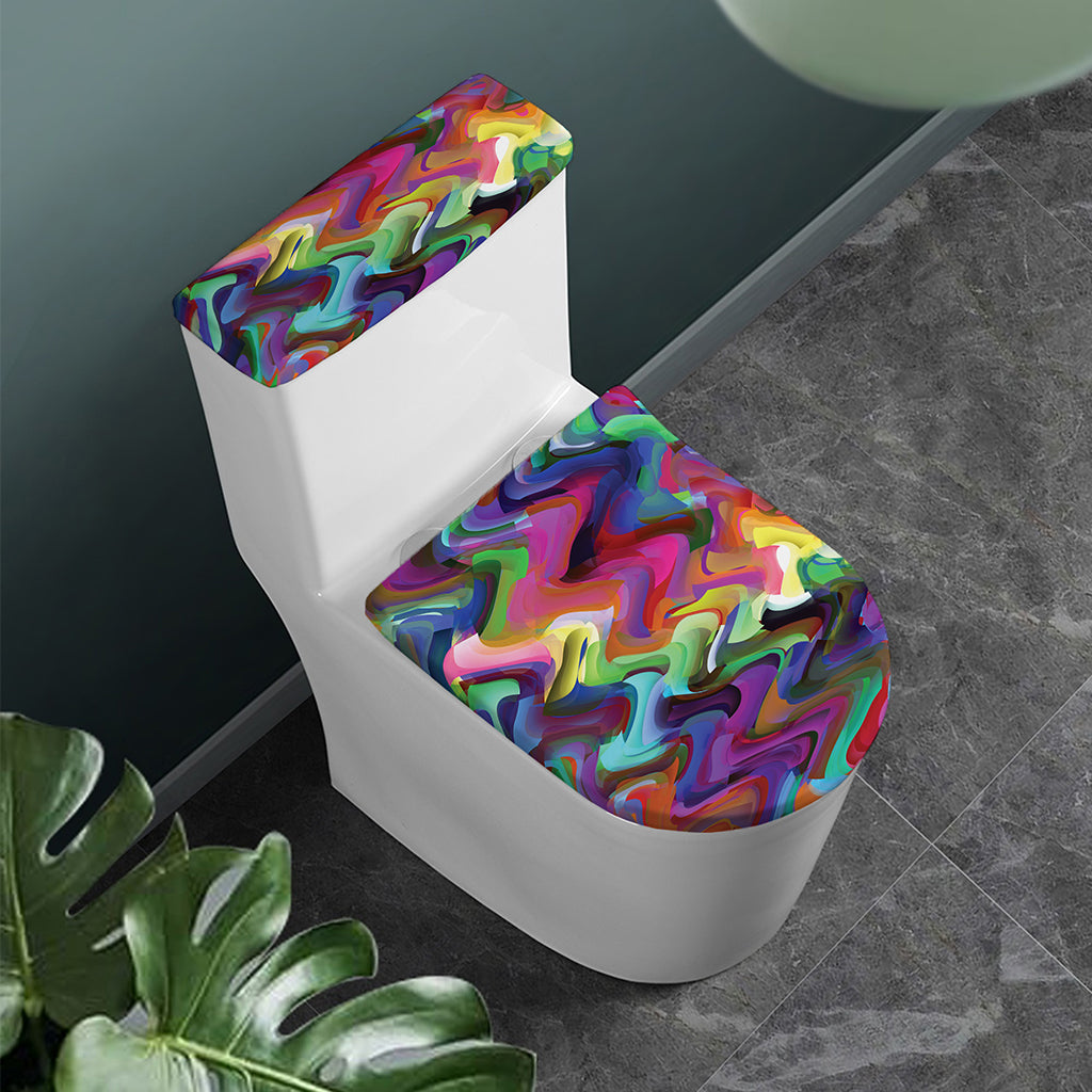 Watercolor Psychedelic Print Toilet Lid And Tank Cover Set