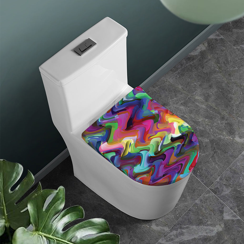 Watercolor Psychedelic Print Toilet Lid Cover