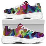 Watercolor Psychedelic Print White Chunky Shoes
