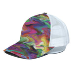 Watercolor Psychedelic Print White Mesh Trucker Cap