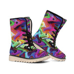 Watercolor Psychedelic Print Winter Boots