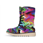 Watercolor Psychedelic Print Winter Boots