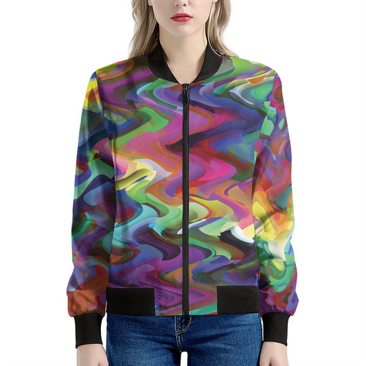 Watercolor Psychedelic Print Women's Bomber Jacket
