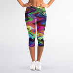 Watercolor Psychedelic Print Women's Capri Leggings