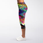 Watercolor Psychedelic Print Women's Capri Leggings