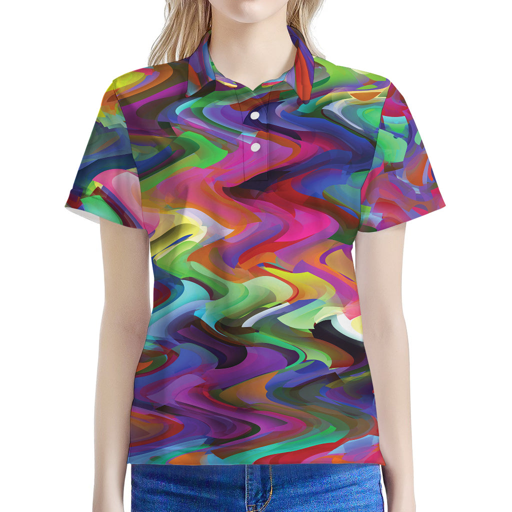 Watercolor Psychedelic Print Women's Polo Shirt