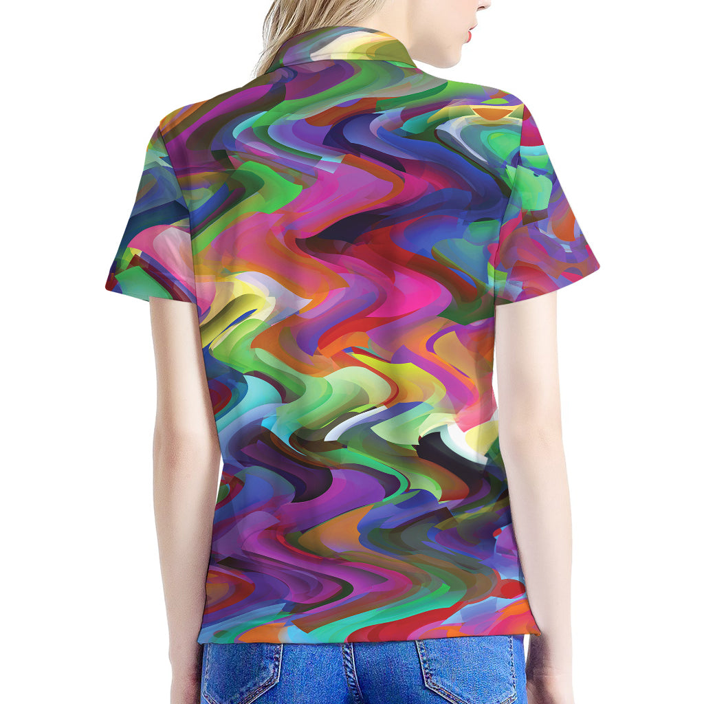 Watercolor Psychedelic Print Women's Polo Shirt