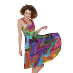 Watercolor Psychedelic Print Women's Sleeveless Dress