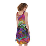 Watercolor Psychedelic Print Women's Sleeveless Dress