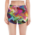 Watercolor Psychedelic Print Women's Split Running Shorts