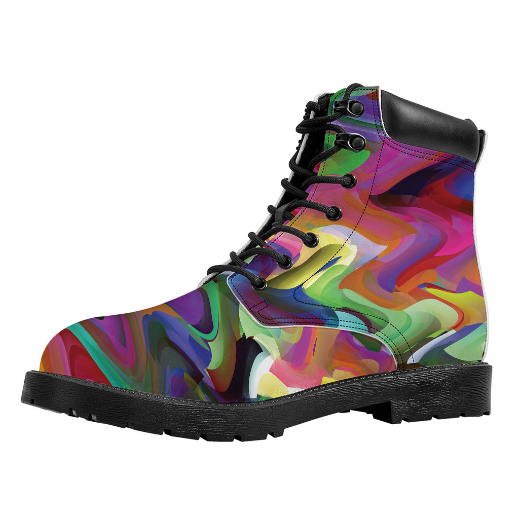 Watercolor Psychedelic Print Work Boots