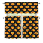 Watercolor Pumpkin Pattern Print 3 Piece Kitchen Curtains