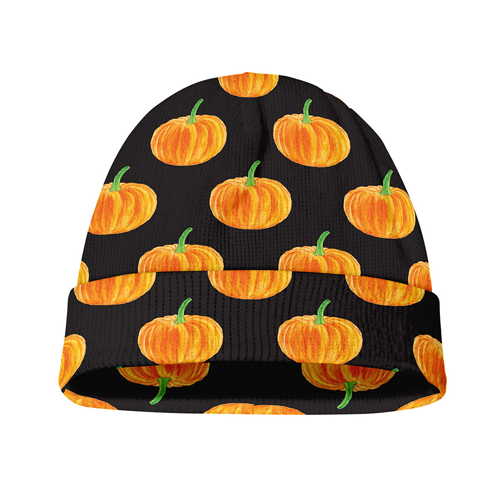 Watercolor Pumpkin Pattern Print Beanie