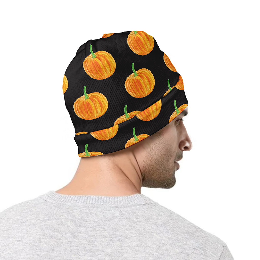 Watercolor Pumpkin Pattern Print Beanie