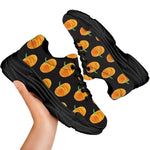 Watercolor Pumpkin Pattern Print Black Chunky Shoes