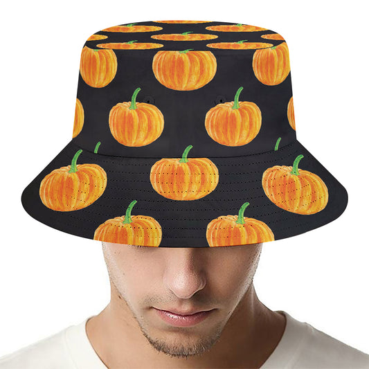 Watercolor Pumpkin Pattern Print Bucket Hat
