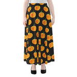 Watercolor Pumpkin Pattern Print Chiffon Maxi Skirt