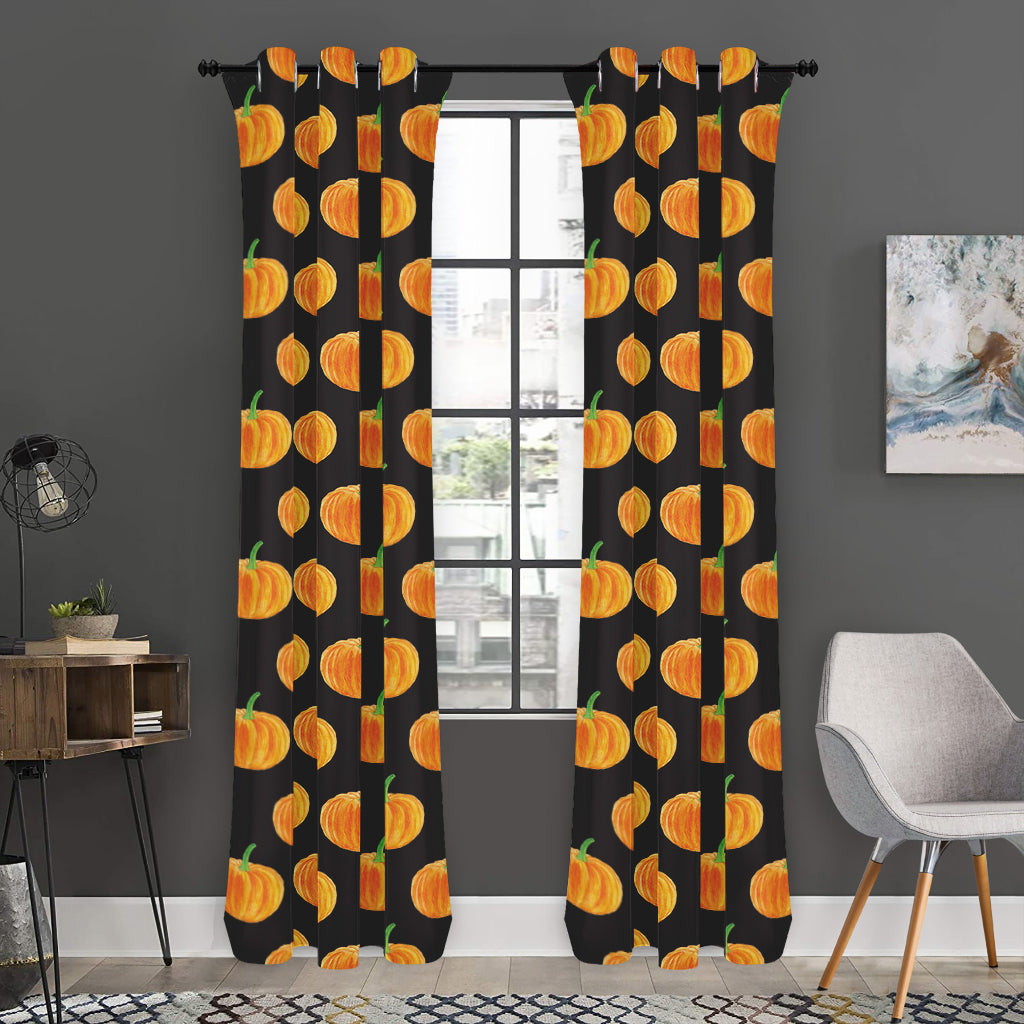 Watercolor Pumpkin Pattern Print Curtain